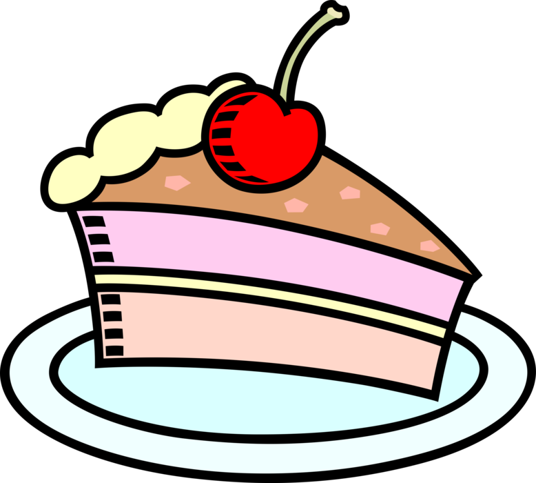 Vector Illustration Of Slice Of Dessert Pie With Cherry - Clip Art - Png Download (778x700), Png Download