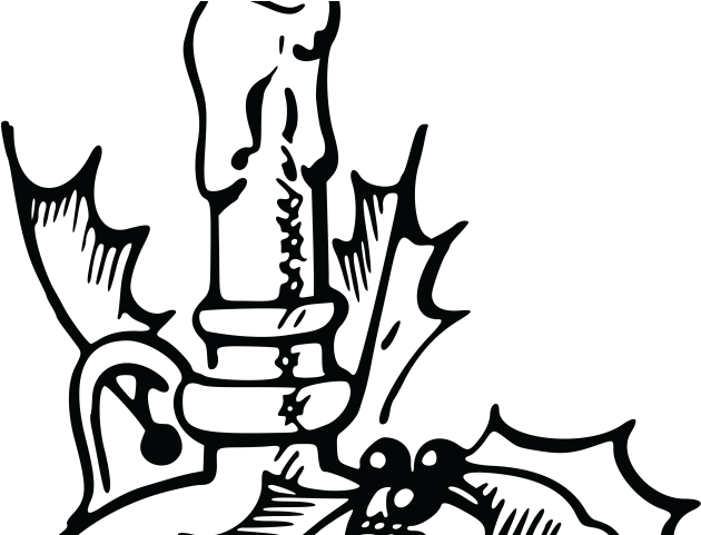 Candles Clipart Black And White - Christmas Banner Clipart Black And White - Png Download (640x480), Png Download