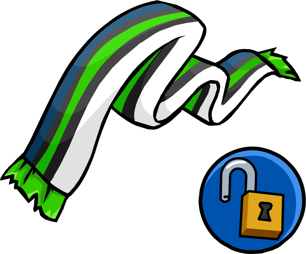 Green And Blue Scarf - Cachecol Verde Club Penguin Clipart (1030x853), Png Download