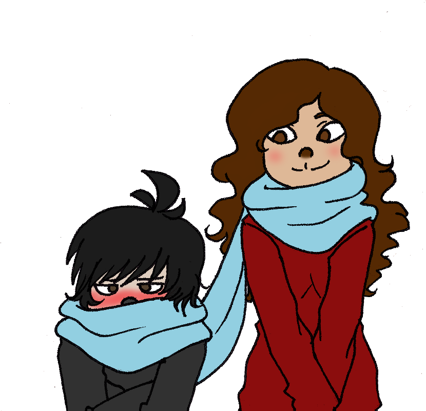 Scarf Sharing By La Mishi Mish - Scarf Sharing Clipart (830x801), Png Download