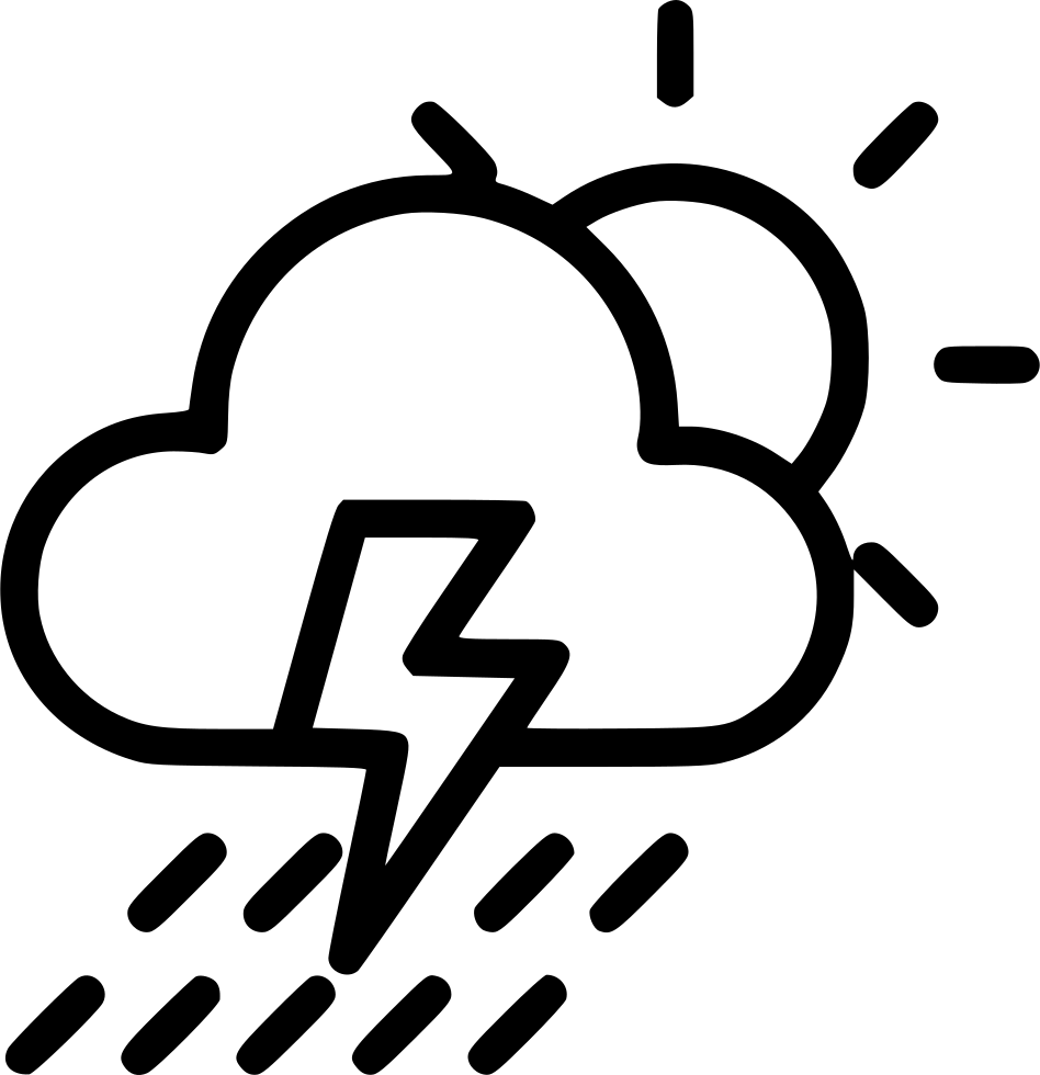 Thunder Clipart Cloudy - Sun And Thunder Black And White Clip Art - Png Download (948x980), Png Download