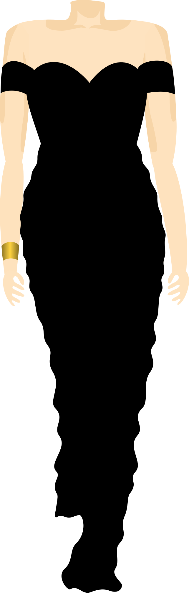 Big Image - Black Cartoon Dress Clipart (642x2011), Png Download
