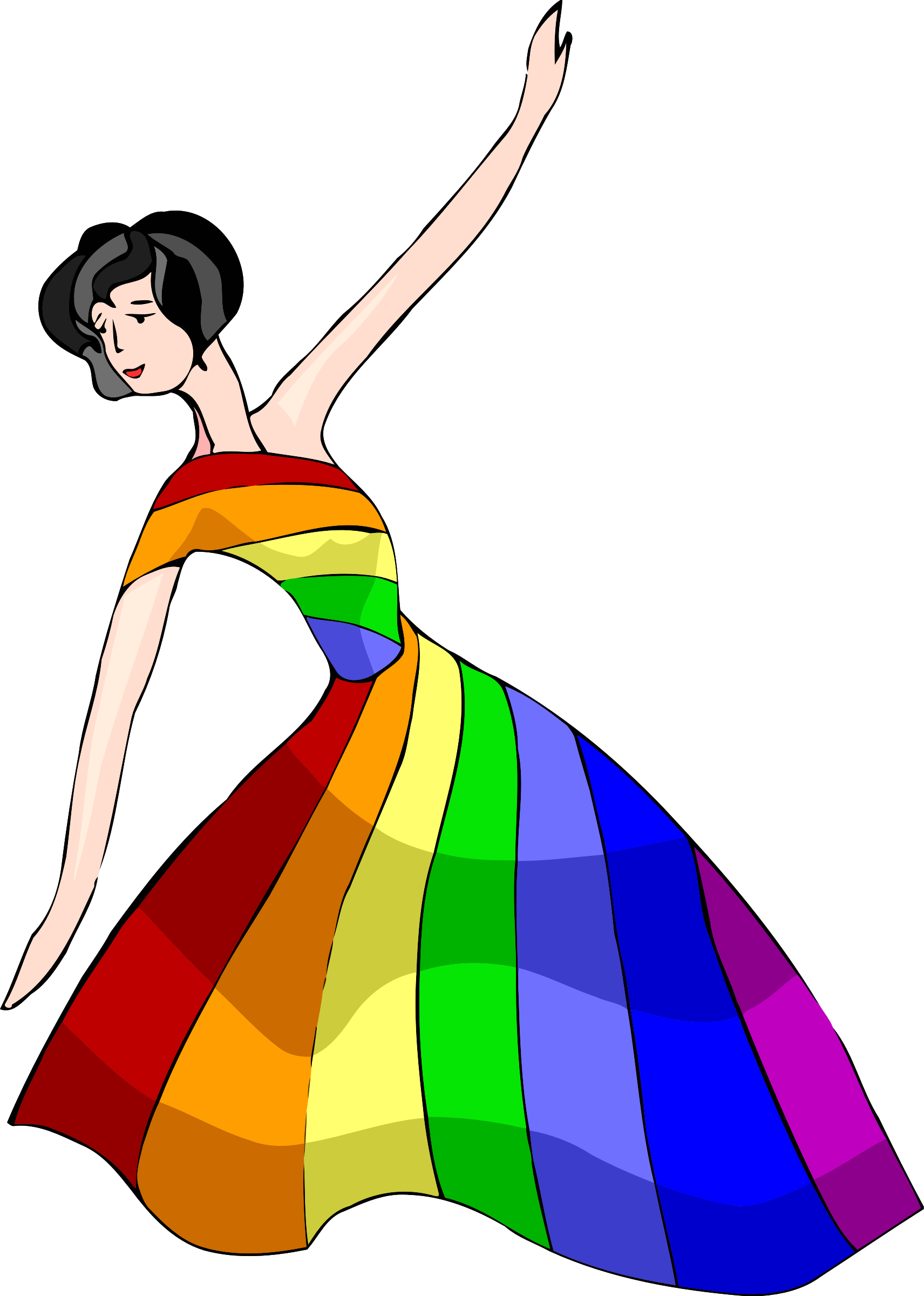 Dress Clothing Rainbow Woman - Rainbow Dress Clipart - Png Download (535x750), Png Download