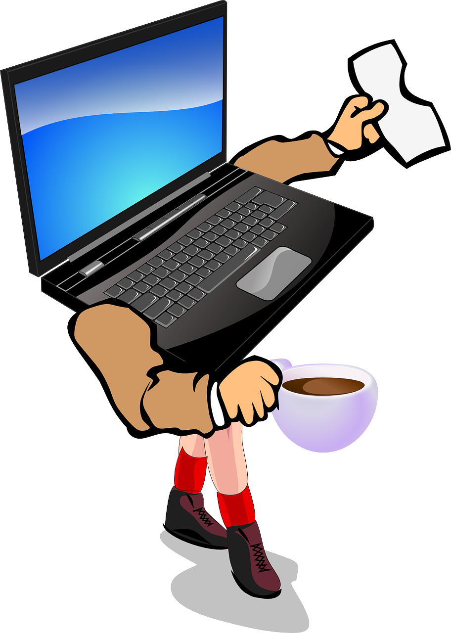 Creating An On The Go Office - Walking Laptop Clipart (571x800), Png Download