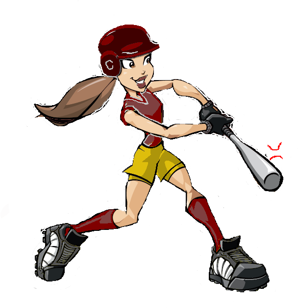 Cy Woods Athletic Booster Club - Cartoon Girl Playing Softball Clipart (691x676), Png Download