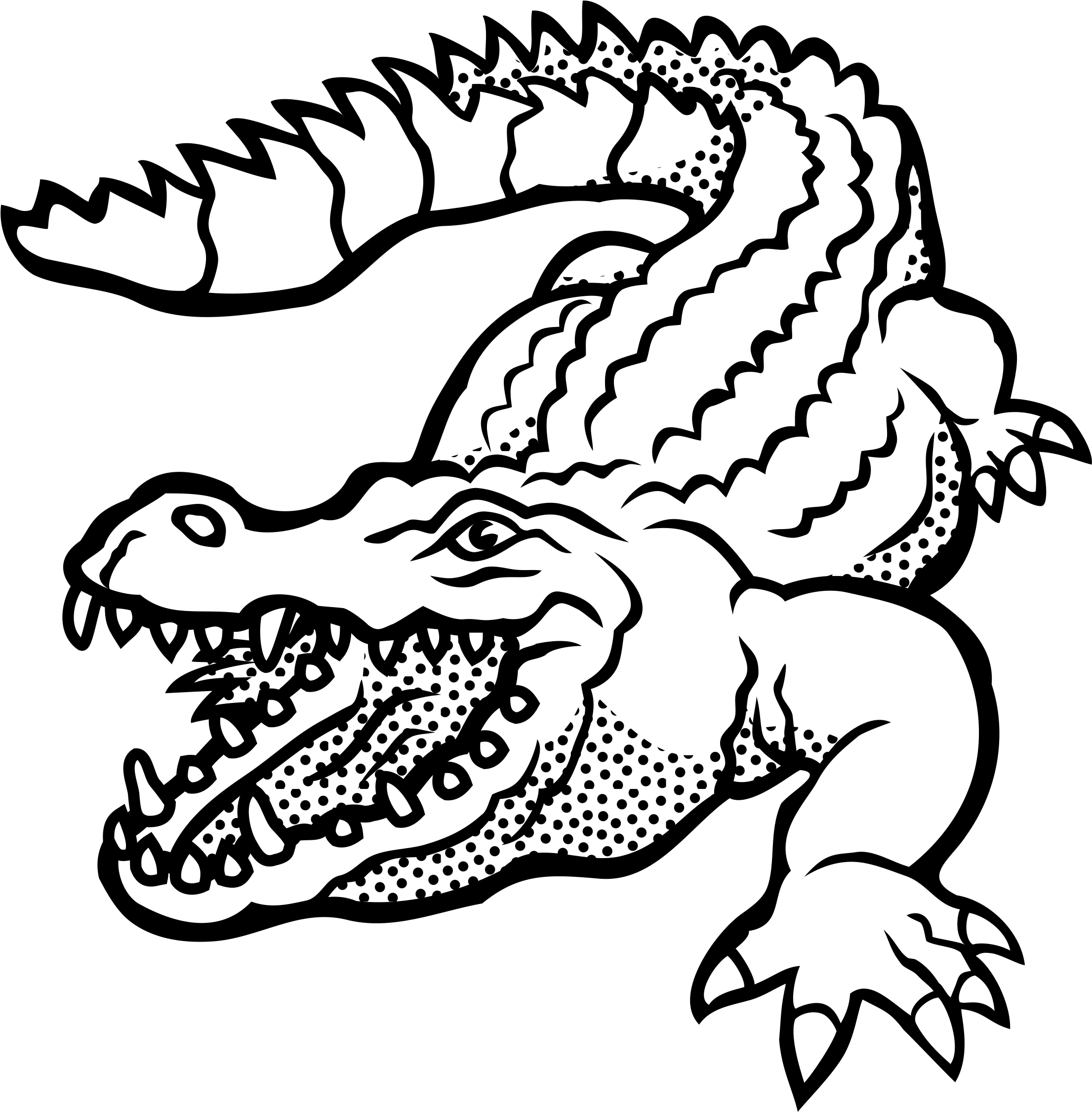 Crocodile - Lineart - Crocodile Clipart Black And White - Png Download (983x1000), Png Download