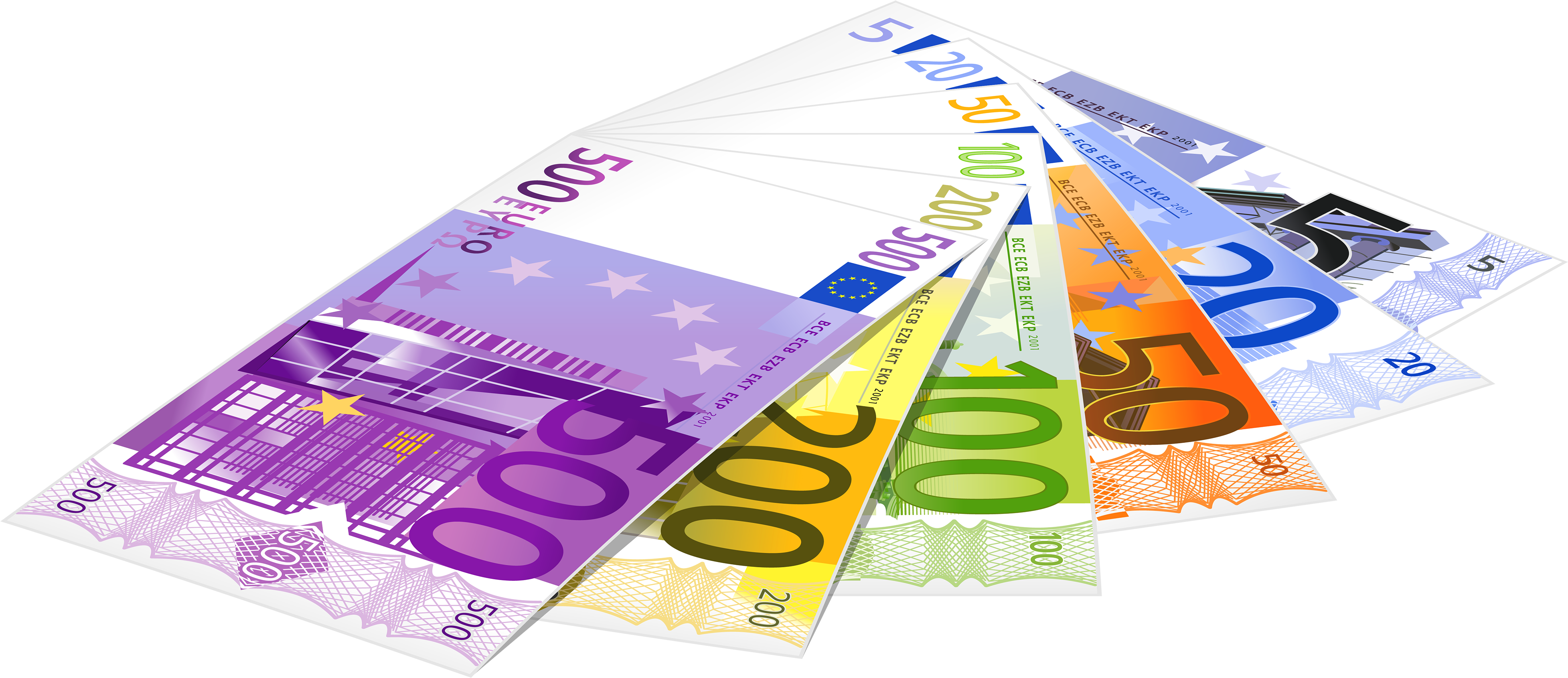 Euro Banknotes Png Clipart Best Web - Euro Clipart Png Transparent Png (4000x1803), Png Download