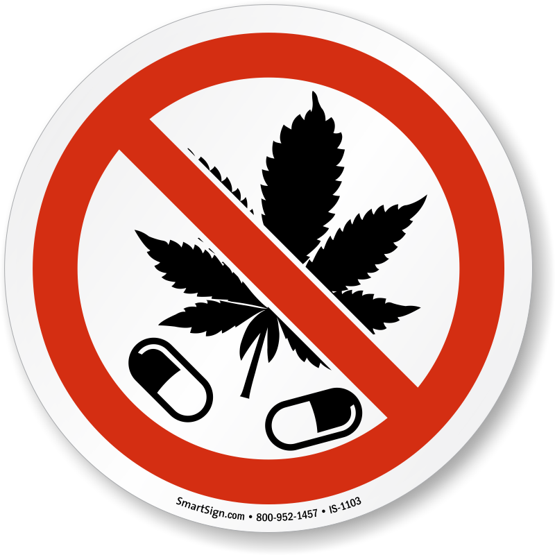 No Drugs Marijuana Leaf Iso Sign - Simbolo De Las Drogas Clipart (800x800), Png Download