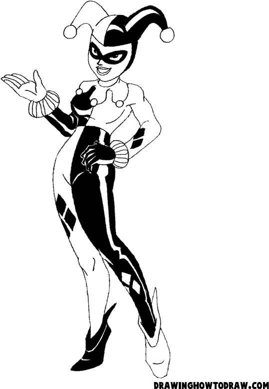 Harley Quinn Coloring Book Page Printable - Dc Coloring Pages Harley Quinn Clipart (612x792), Png Download