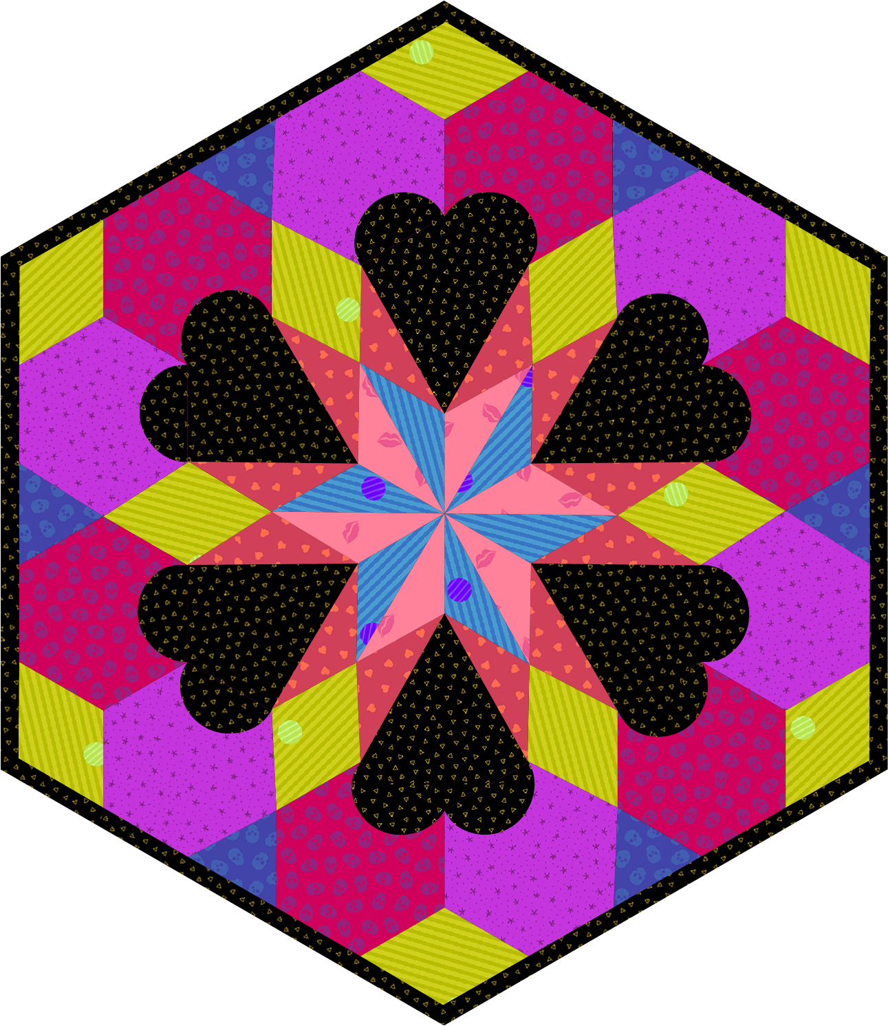Heartburst Epp Quilt Kit - Royalty-free Clipart (1291x1491), Png Download