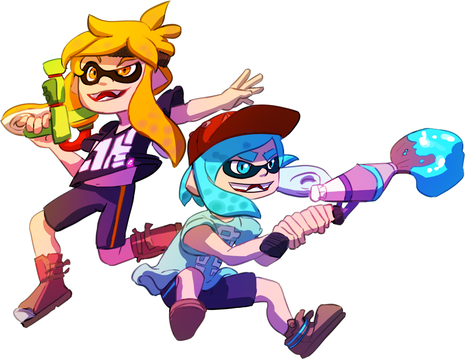 Squid Kids - Cartoon Clipart (1842x1382), Png Download