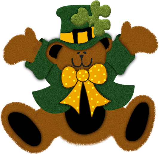 With A Little Luck St Pats Bear Scrap And Tubes - Cartoon Clipart (561x550), Png Download