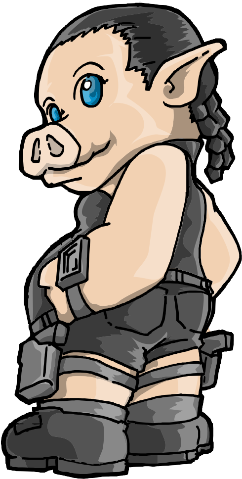 Lara Pork Of Pork Raider - Cartoon Clipart (768x1024), Png Download