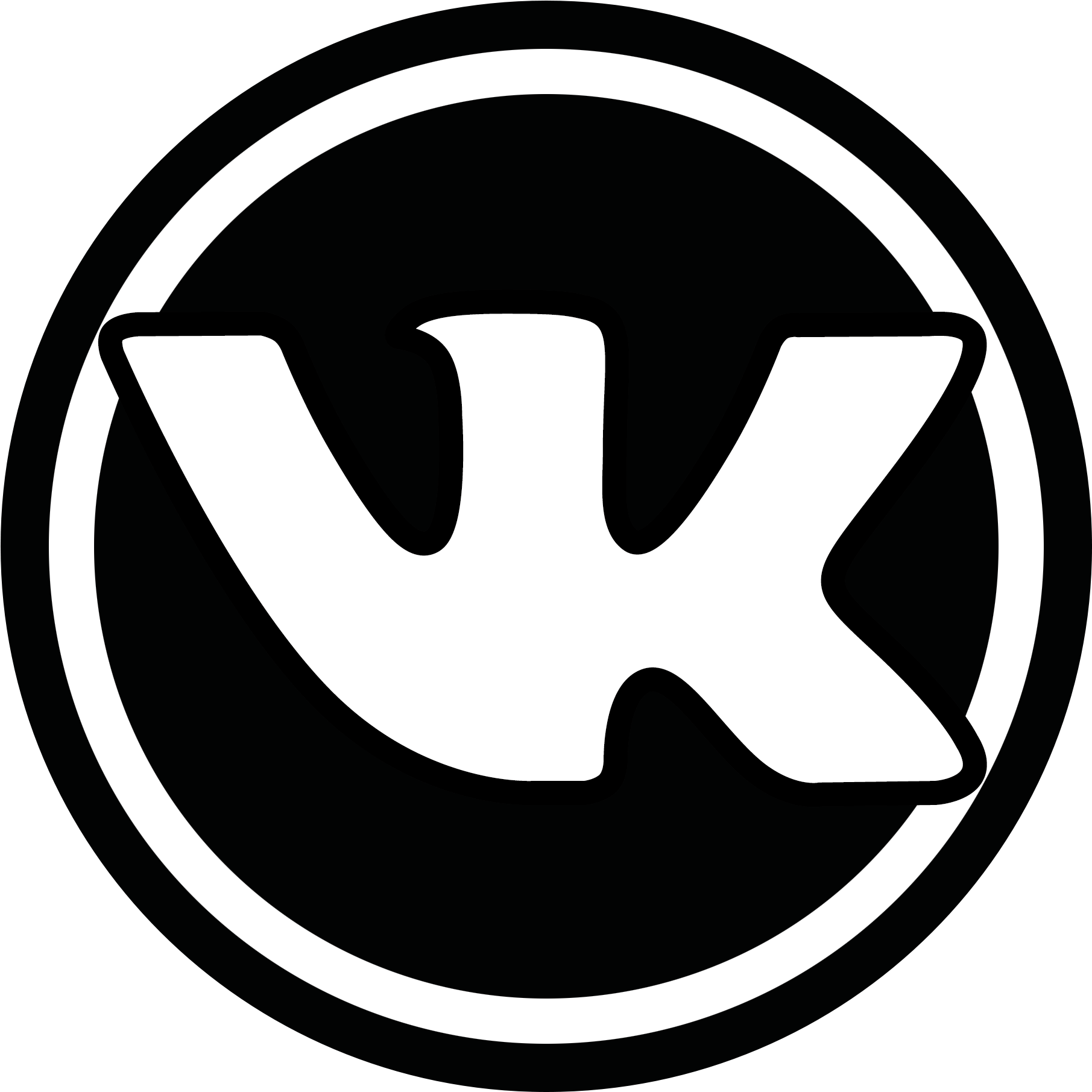B&w Vk Icon - Emblem Clipart (2000x2000), Png Download