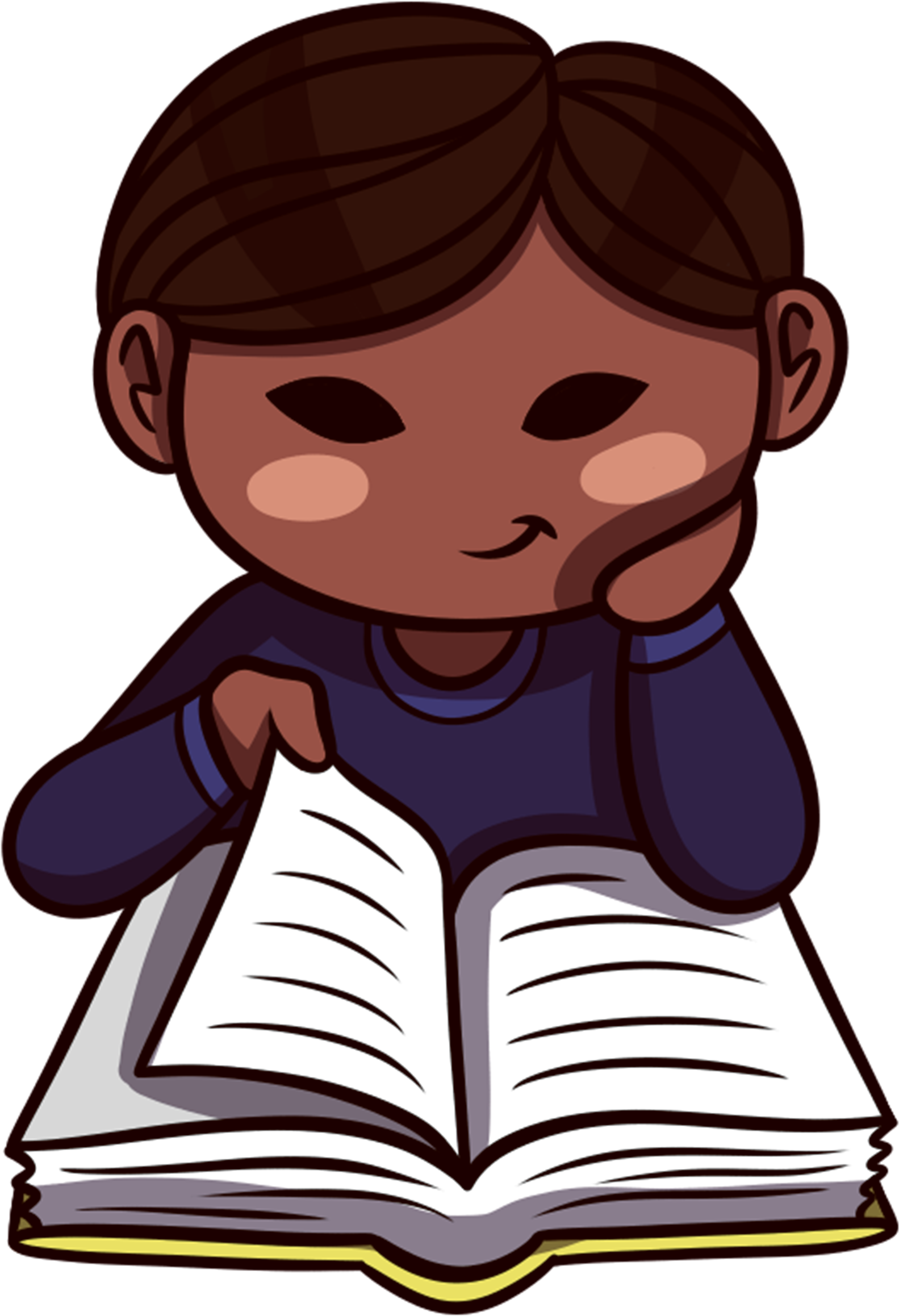 Boy Reading Peacefully - Cartoon Clipart (2500x2500), Png Download