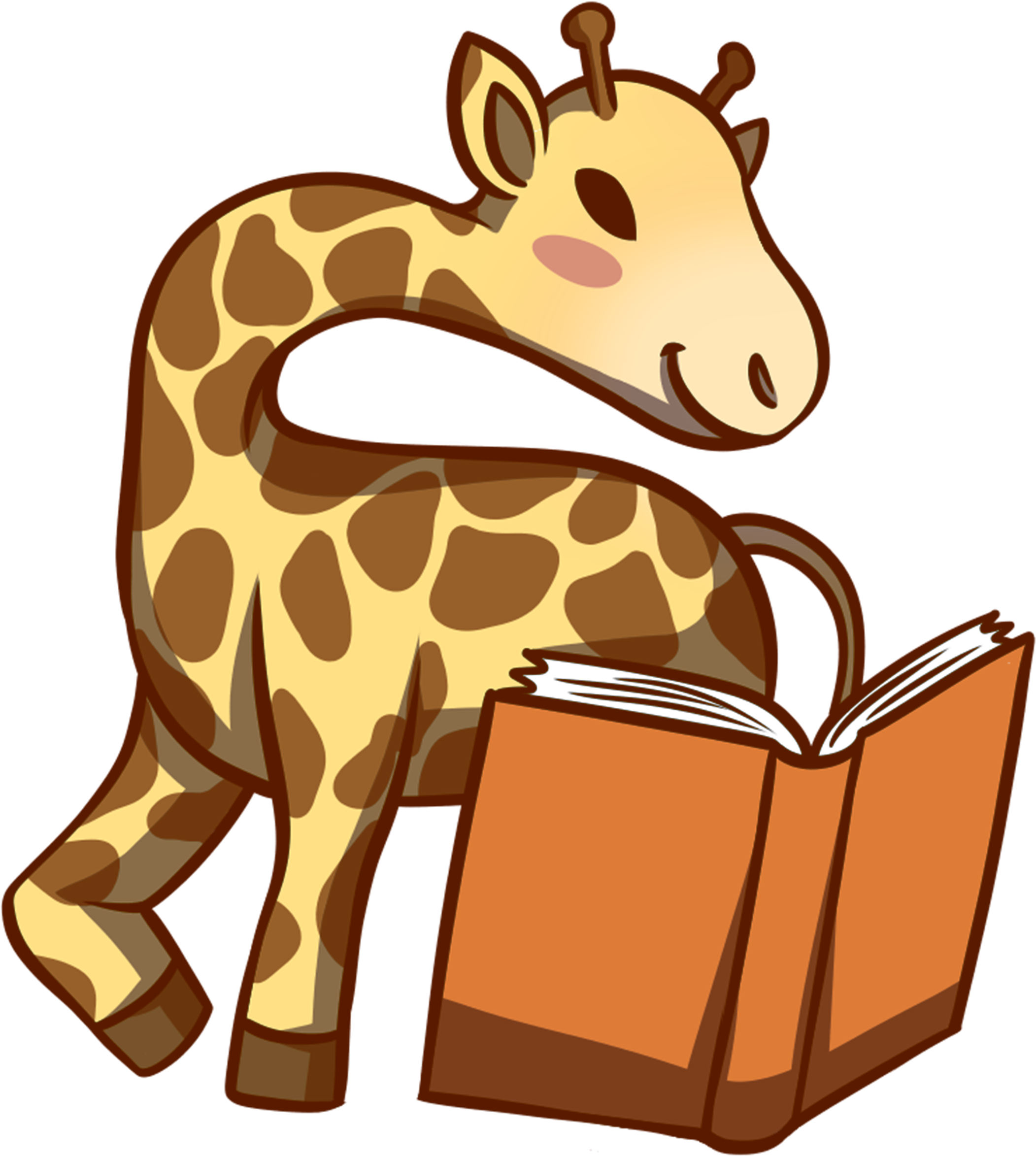 Giraffe Reading Book - Giraffe Clipart (2500x2500), Png Download
