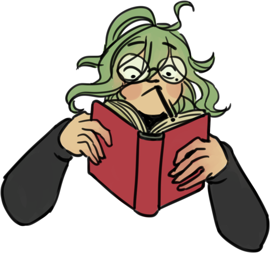 A Green-haired Boy Holds Up A Book, Reading Intently, - Cartoon Clipart (1031x852), Png Download