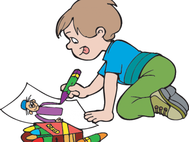 Outside Clipart Outdoor Fun - Little Boy Drawing - Png Download (640x480), Png Download