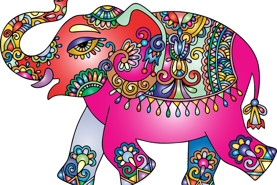 Blogging Clipart Research Finding - Colorful Cartoon Indian Elephant - Png Download (960x642), Png Download