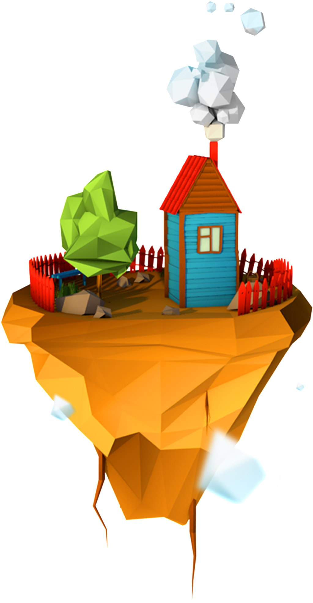 3d Fairytale Castle Pattern Design - Low Poly Transparent Floating Clipart (1024x1971), Png Download