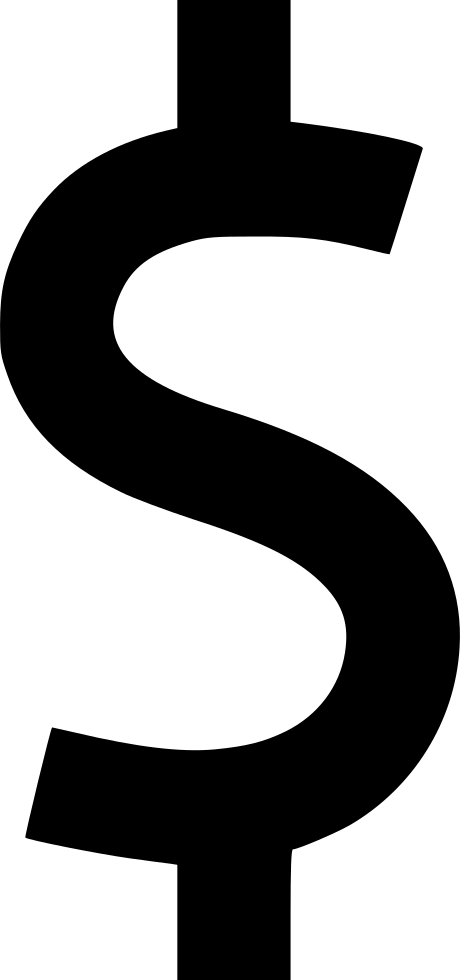 Png File Svg - Dollar Sign Clip Art Black And White Transparent Png (460x980), Png Download