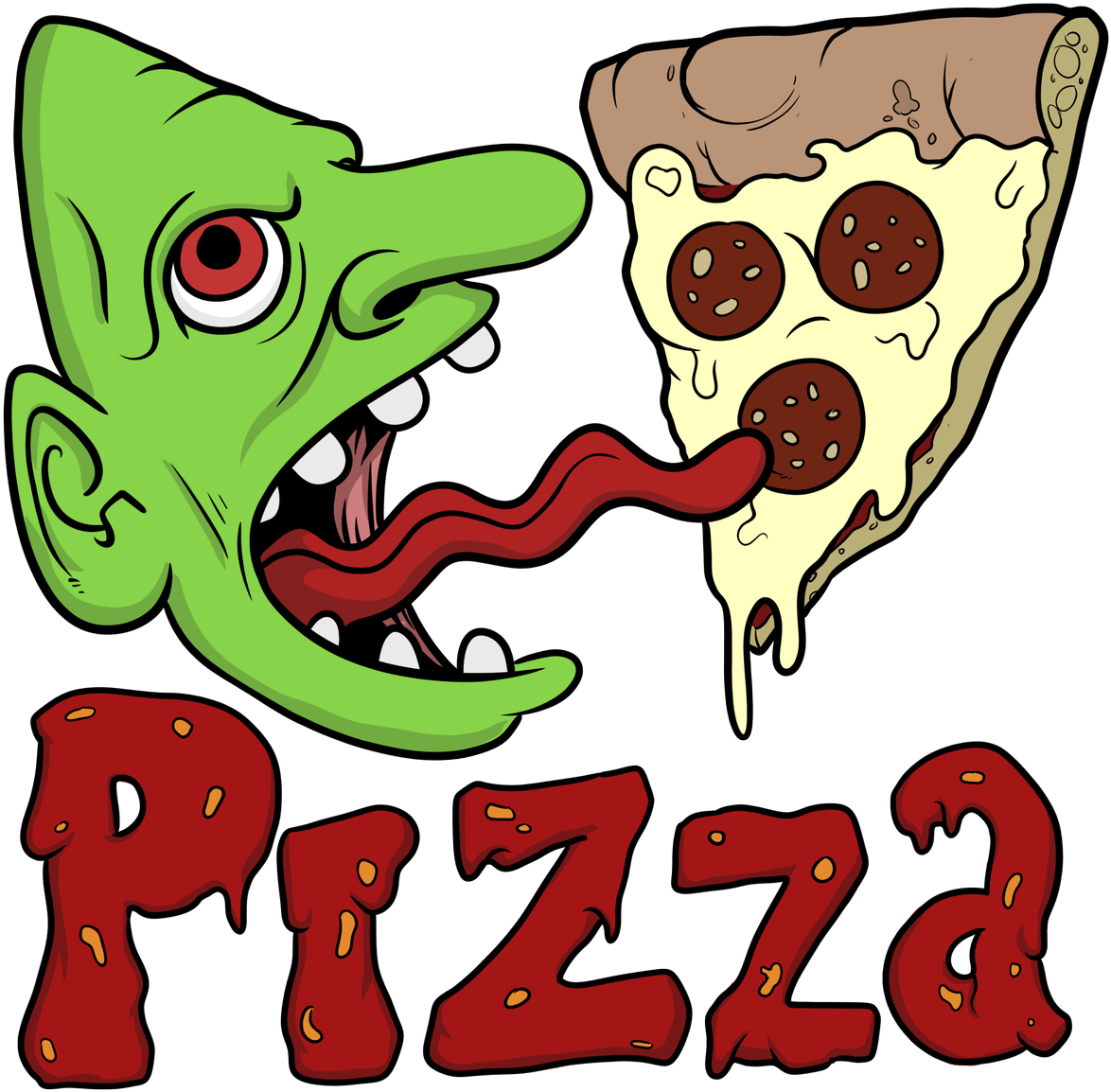 Green Man Licking Pizza Clipart (1200x1200), Png Download