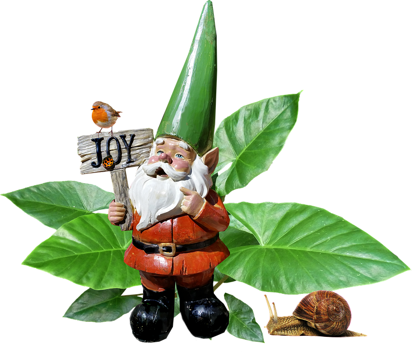 Gnome, Garden, Plant, Statue - Figurine Clipart (844x720), Png Download