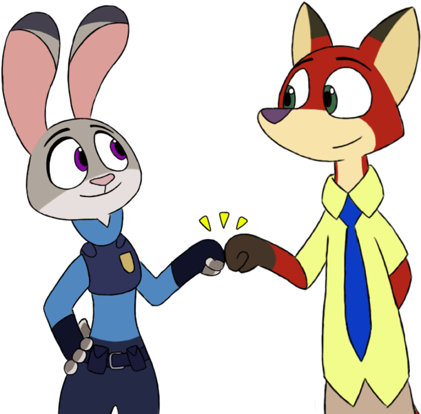 Nick And Judy By Rubengr Fur Affinity - Clip Art Fist Bump - Png Download (800x600), Png Download