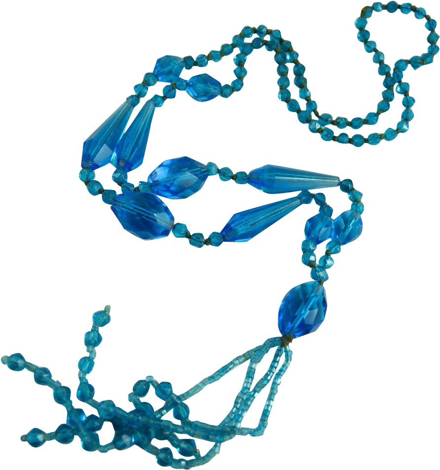 Vintage Glass Bead Flapper Necklace With Tassel Clipart (951x951), Png Download