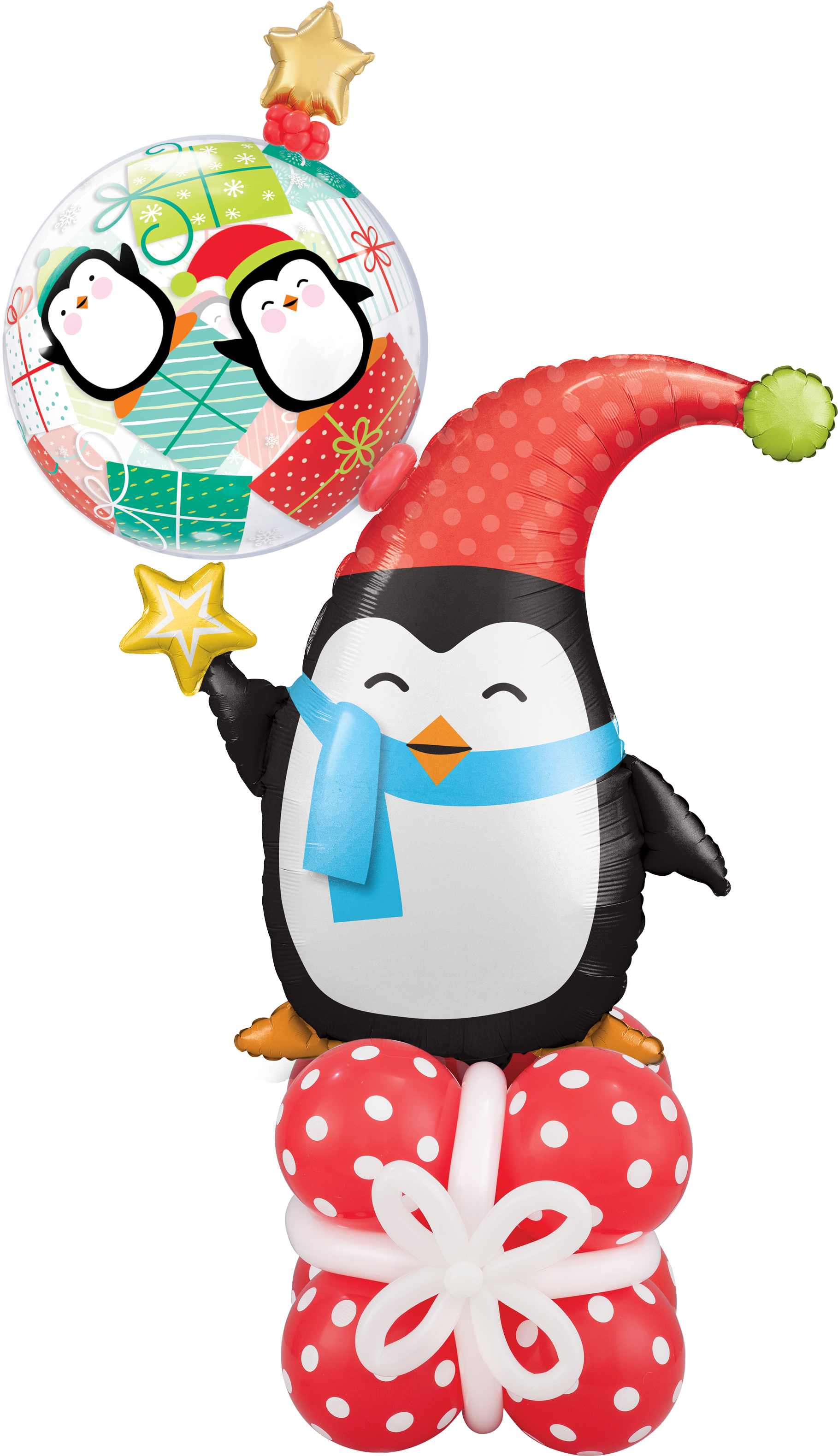 Penguin Christmas Balloon Pedestal - Balões Qualatex Natal Clipart (2400x3200), Png Download