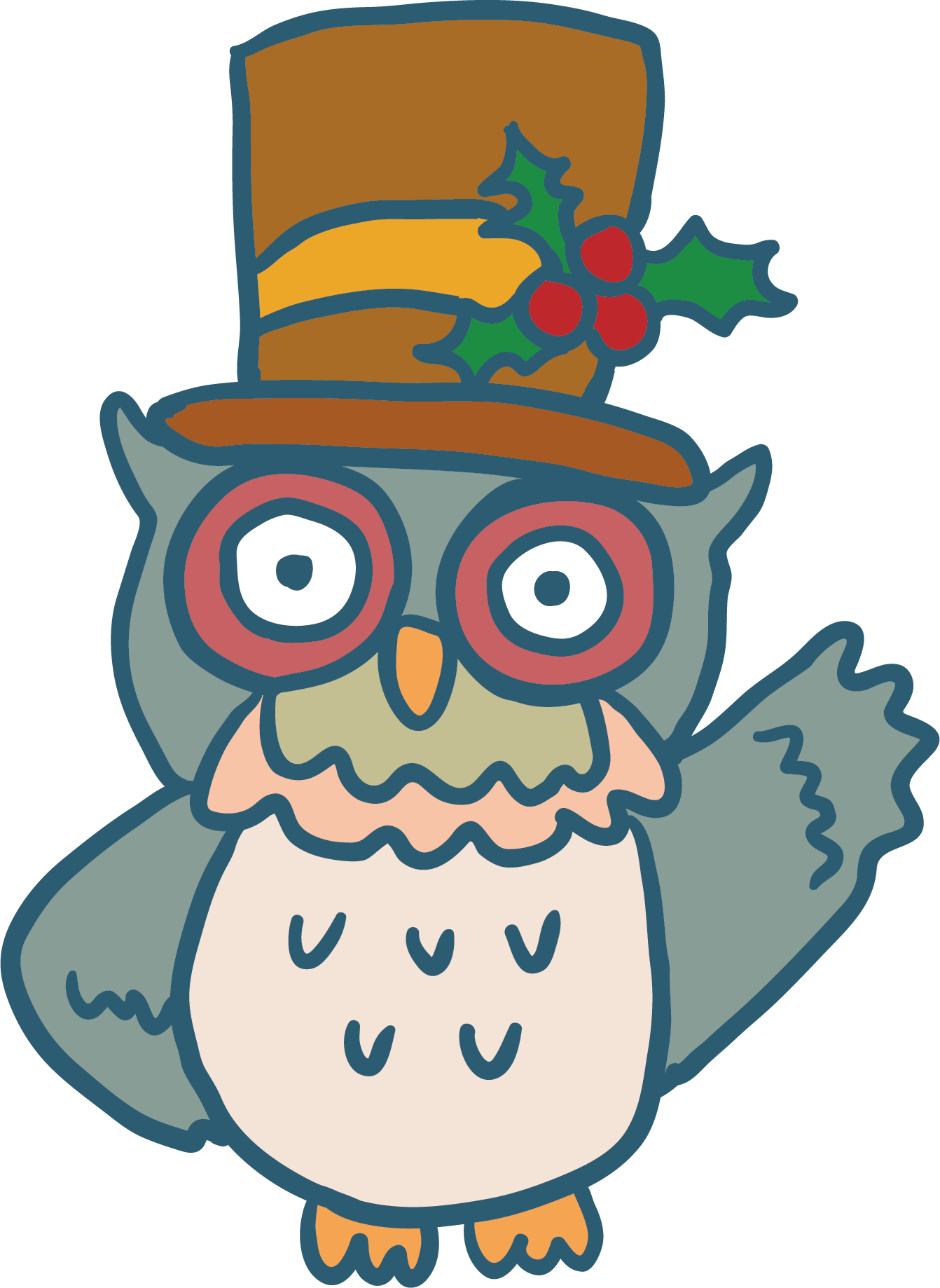 Owl Bird Christmas Clip Art - Cartoon - Png Download (1342x1838), Png Download