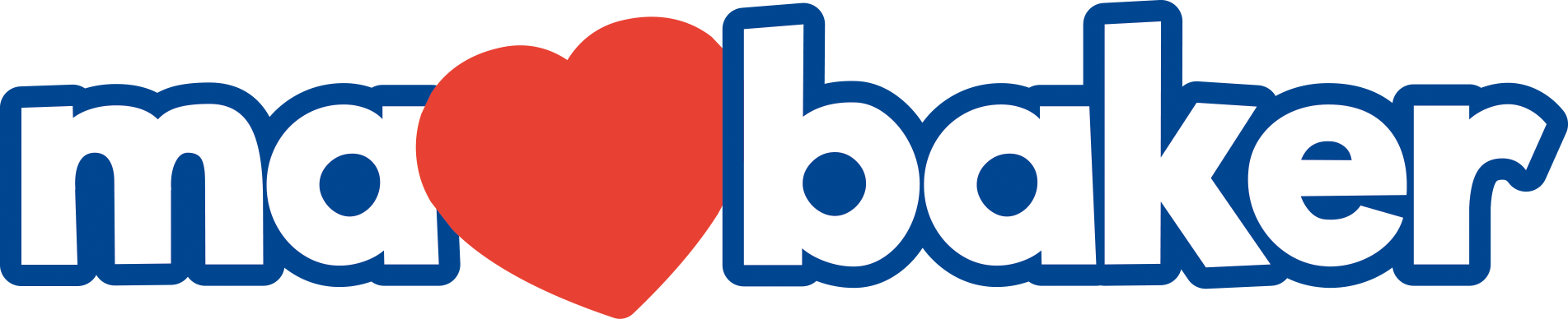 Ma Baker Flapjacks Simple Logo With Red Heart Clipart (1903x388), Png Download