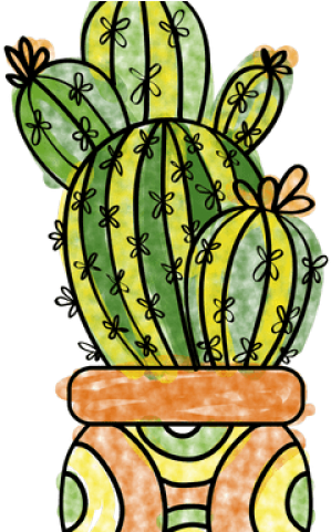 Drawn Pot Plant Hand Drawn - Cactus Y Suculentas Dibujos Png Clipart (640x480), Png Download