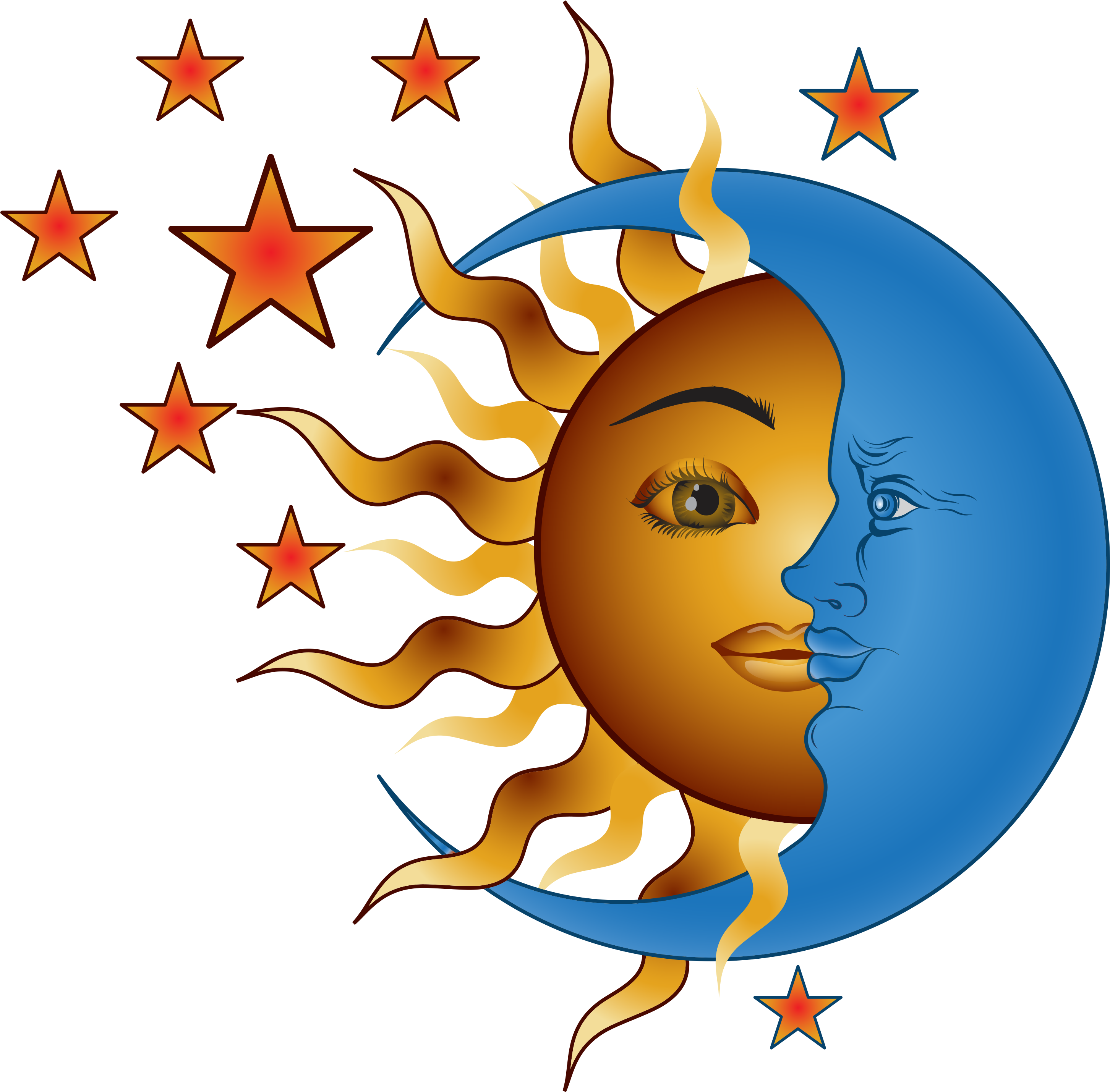 Sun And Moon - Textile Clipart (3000x3000), Png Download