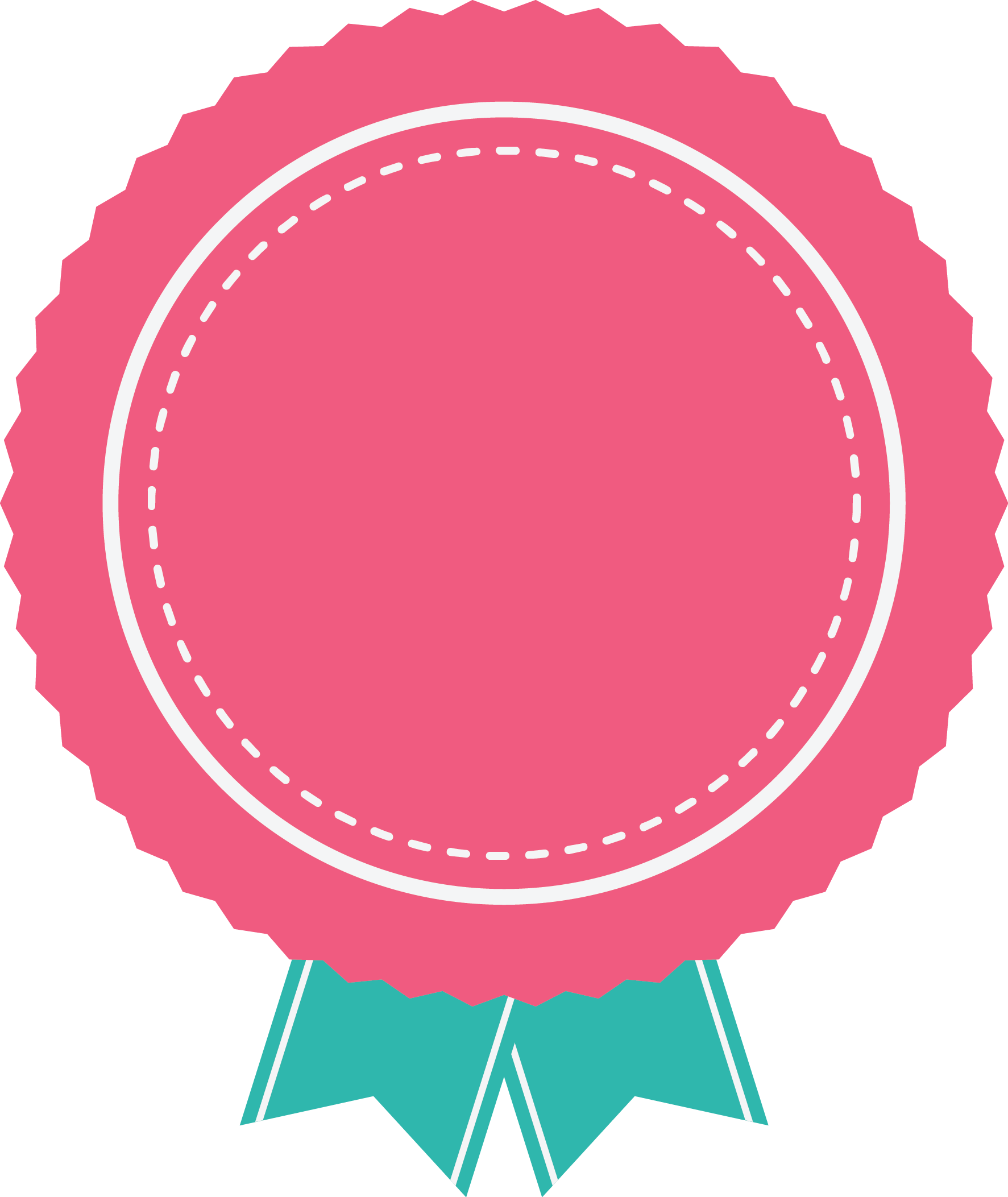 Pink Badge With Green Ribbon - Rotulo Png Rosa Clipart (1773x2105), Png Download