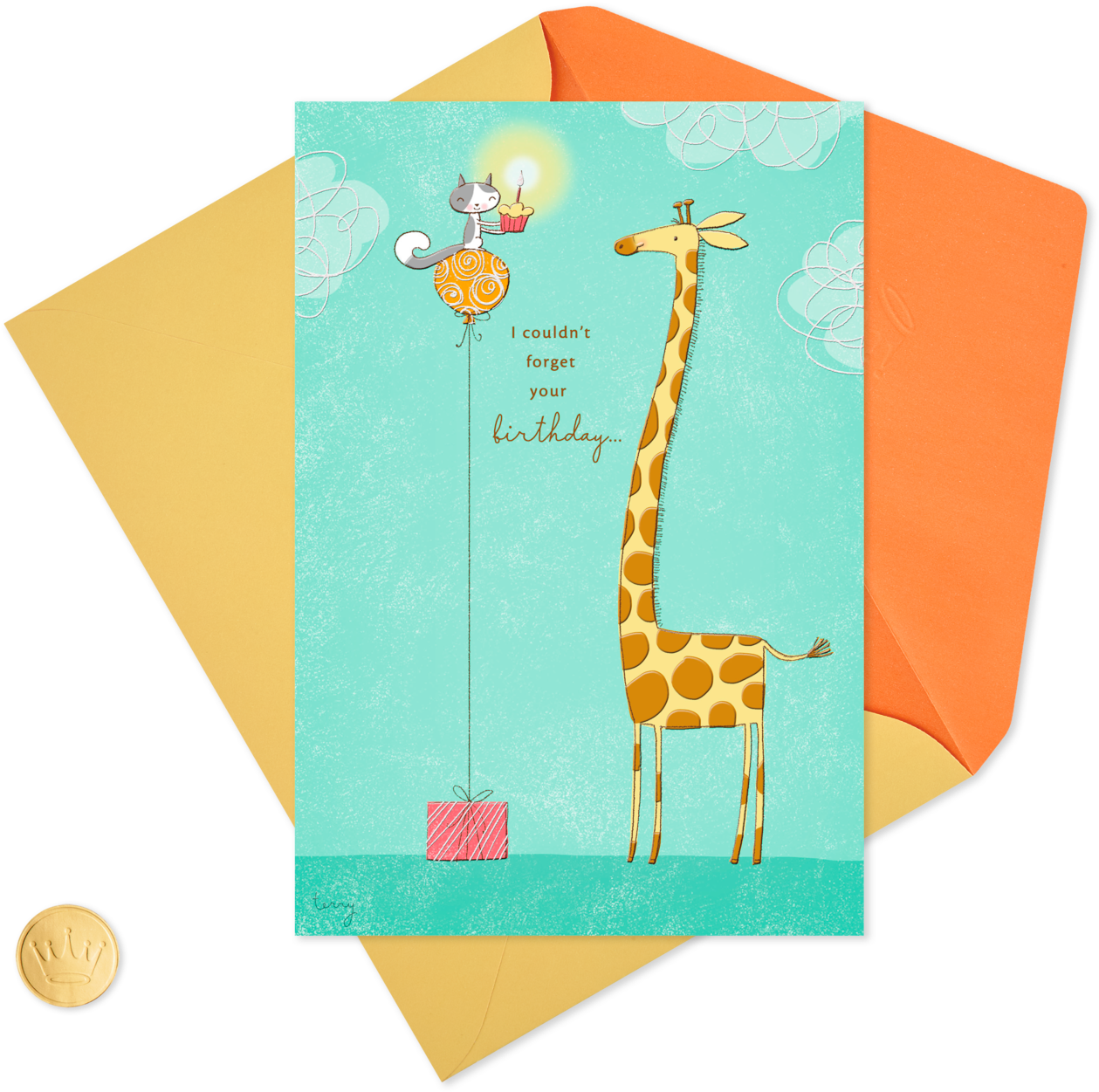 Remembering Good People Birthday Card - Giraffe Clipart (1470x1470), Png Download