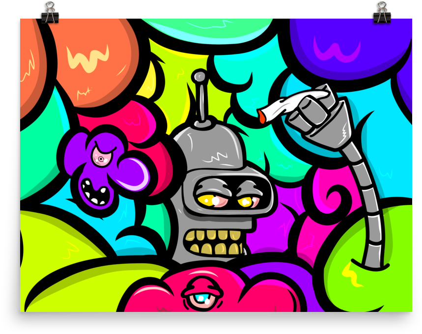 'cloudy Days In Futurama' Poster - Cartoon Clipart (1000x1000), Png Download