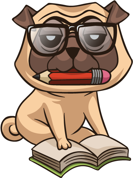 Bb Pl Smart Pug-01 - Cartoon Clipart (715x700), Png Download