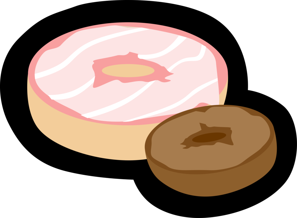 Vector Illustration Of Baked Leavened, Doughnut-shaped - Illustration Clipart (954x700), Png Download