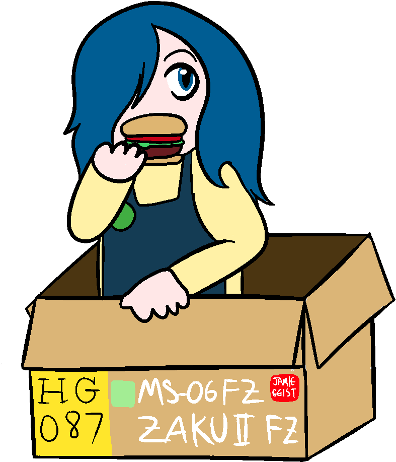 A Drawing Of The Admin Sitting In A Gunpla Box, Eating Clipart (1000x1000), Png Download