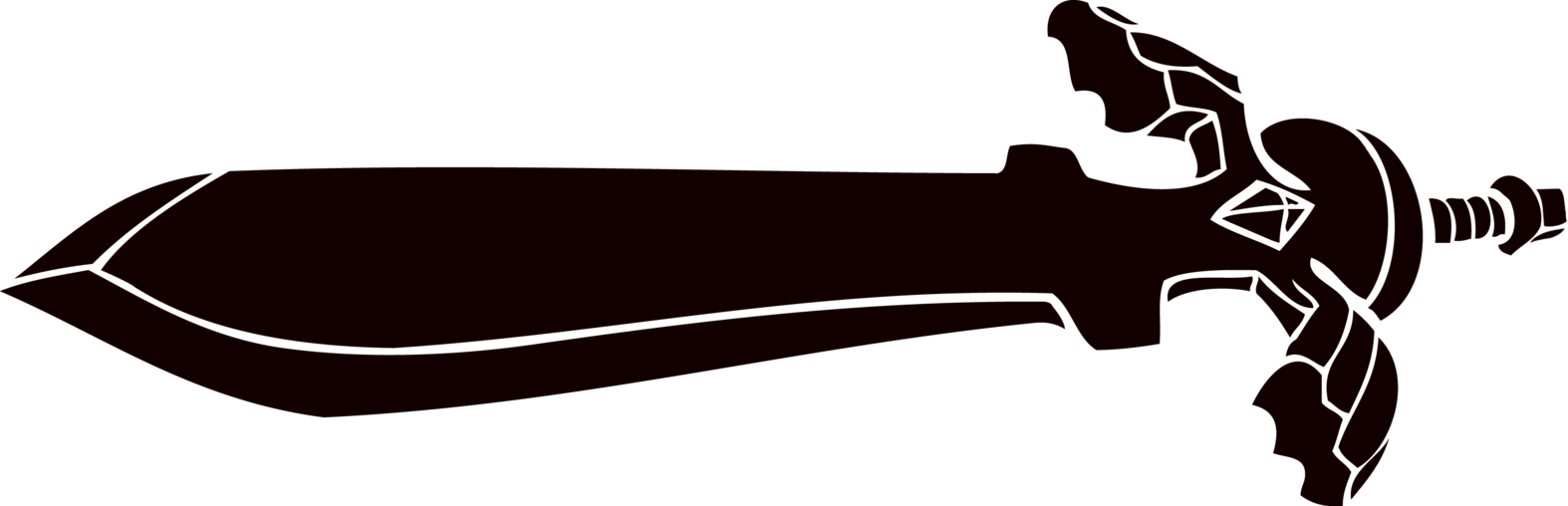 Zelda Clipart Stencils - Zelda Master Sword Black And White - Png Download (1574x508), Png Download