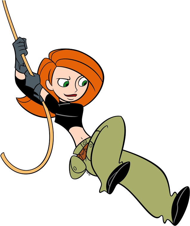 New Kim Possible Swinging From Rope - Kim Possible Disney Clipart (644x762), Png Download