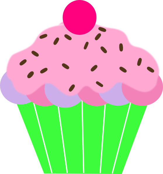 Cupcake Green Wrapper Clip Art At Clker - Cupcake Clip Art Png Transparent Png (558x595), Png Download