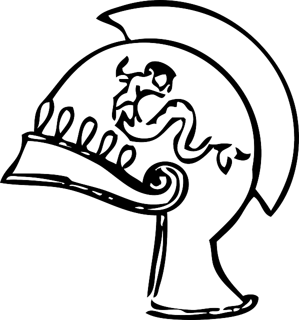 Ancient Greek Helmet Outline Clipart (598x640), Png Download