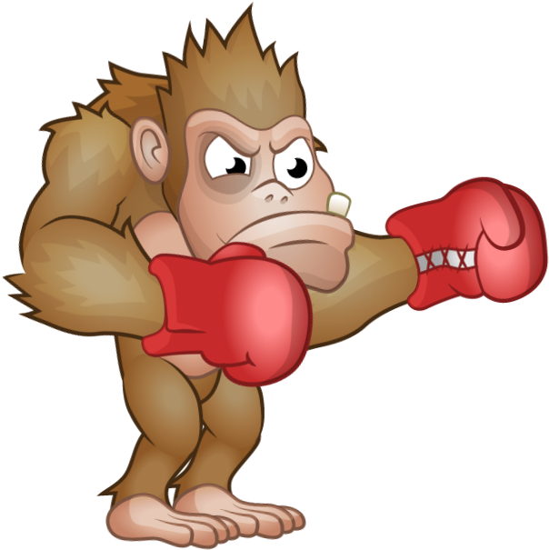 Ape - Attack-kick - Cartoon Clipart (1136x1112), Png Download