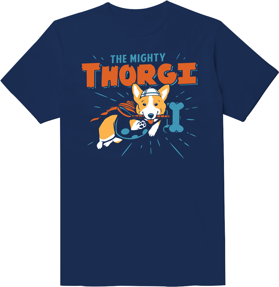 The Mighty Thorgi Corgi Funny T-shirt - Mighty Thorgi T Shirt Clipart (953x981), Png Download