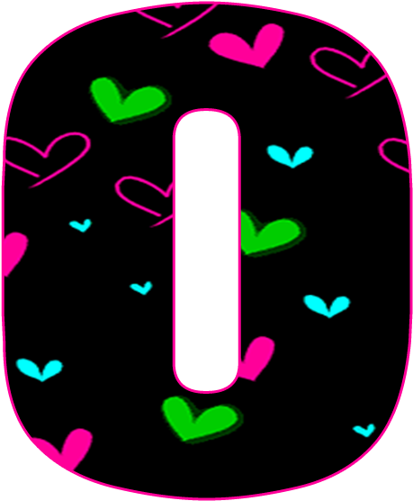 Abecedario Negro Con Corazones Neón - Corazones Neon Negro Clipart (705x724), Png Download