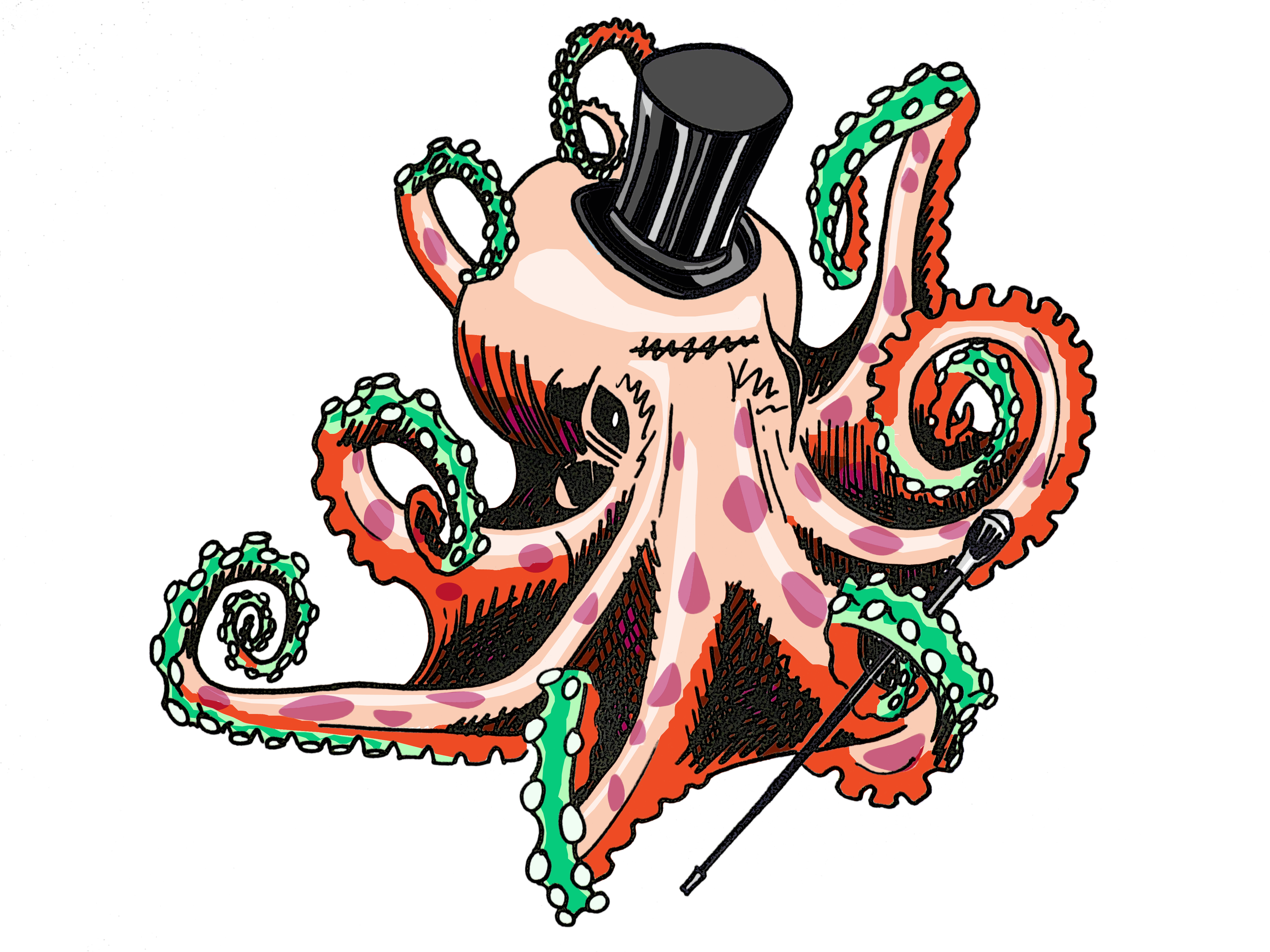 Gentleman Octopus Green Gentleman Octopus Red - Illustration Clipart (3999x2999), Png Download