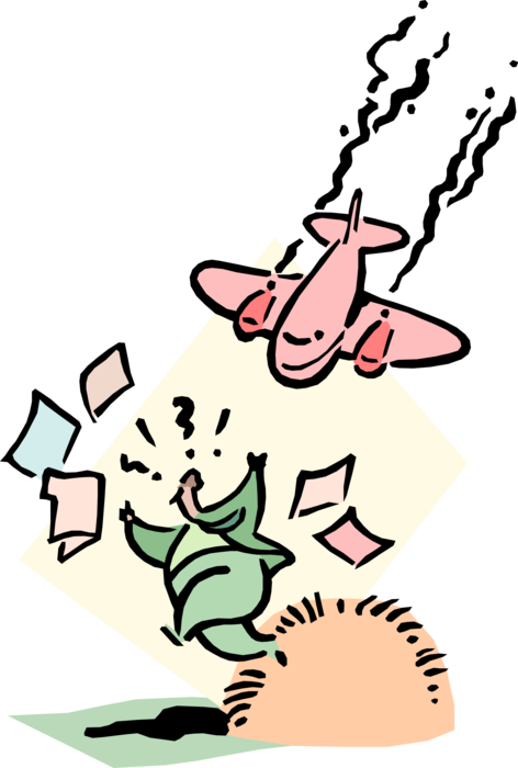 Vector Illustration Of Businessman Runs To Safety From Clipart (472x700), Png Download