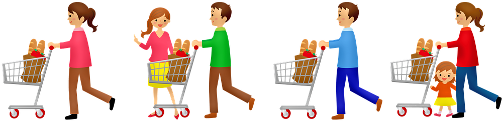 Grocery Shopping, Grocery Cart - Shopping Cart Clipart (1044x340), Png Download